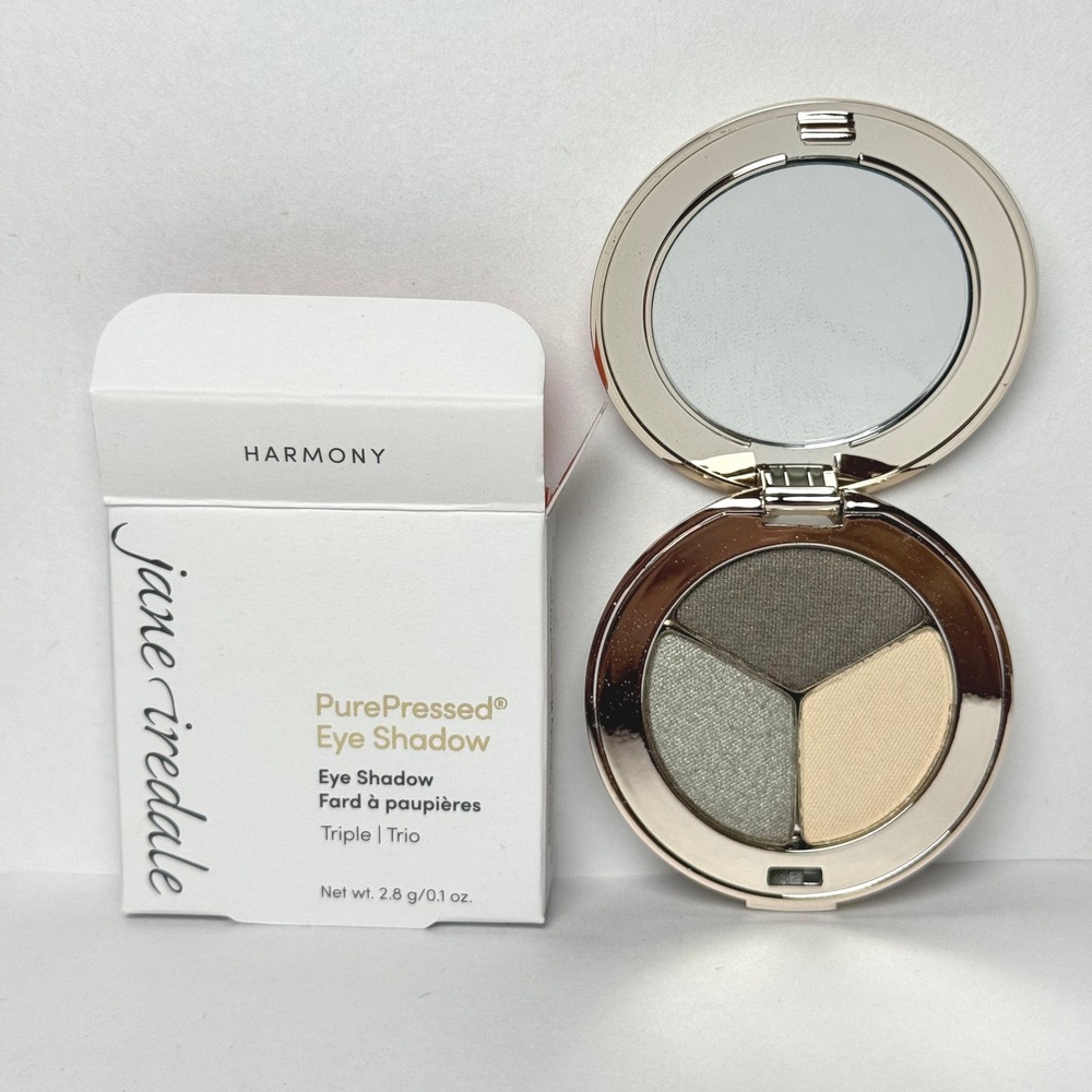 Jane Iredale PurePressed Eye Shadow Trio Harmony NEW Shimmery Pearl Green Khaki